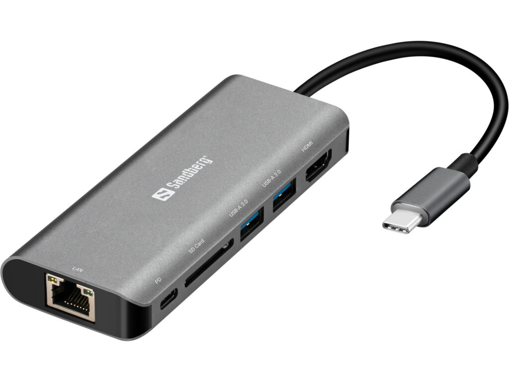 Sandberg USB-C Dock HDMI, LAN, SD ja USB telakka 100 W