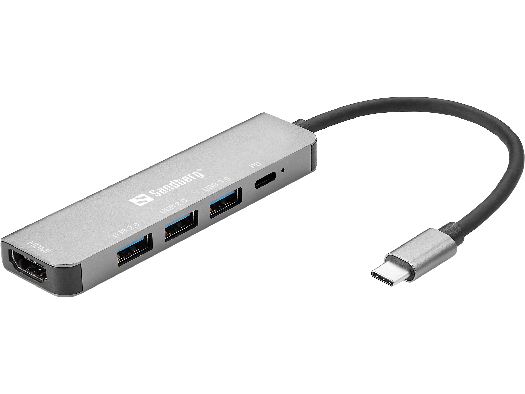Sandberg USB-C Dock HDMI+3xUSB+PD 100W telakka