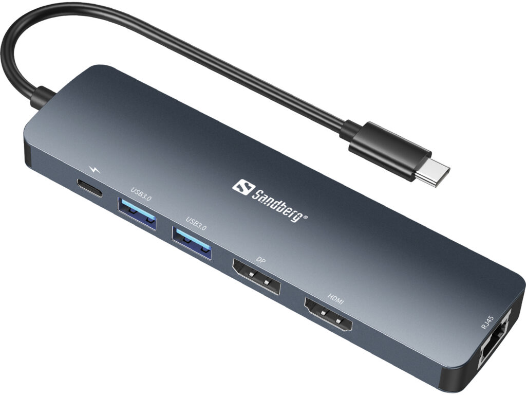 Sandberg USB-C 8K Display Dock telakka kahdelle näytölle
