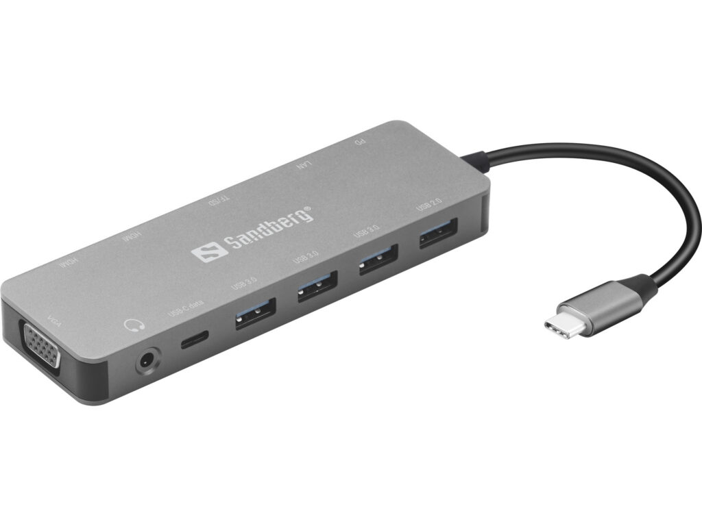 Sandberg USB-C 13-in-1 Travel Dock telakka kolmelle näytölle