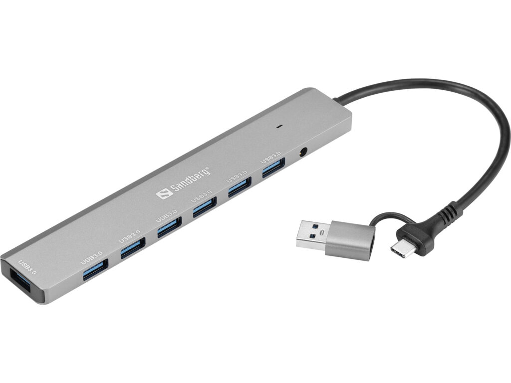 Sandberg USB-C/A to 7 x USB 3.0 Hub 7-porttinen USB-keskitin