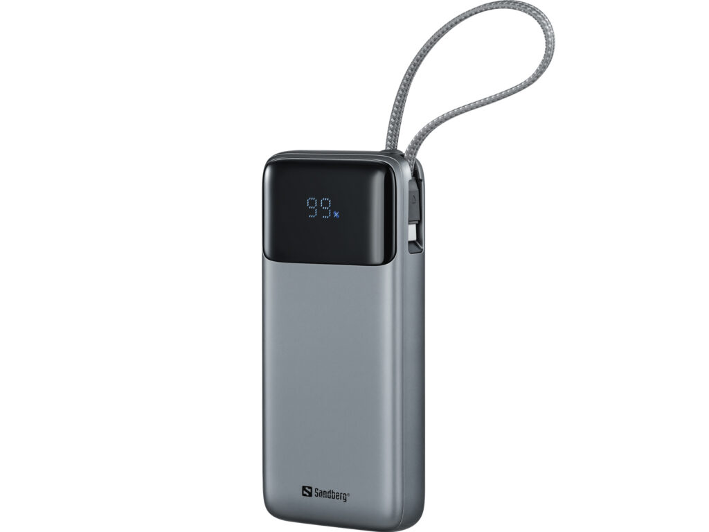 Sandberg All-in1 Powerbank 20000 PD 67W varavirtalähde kiinteällä kaapelilla