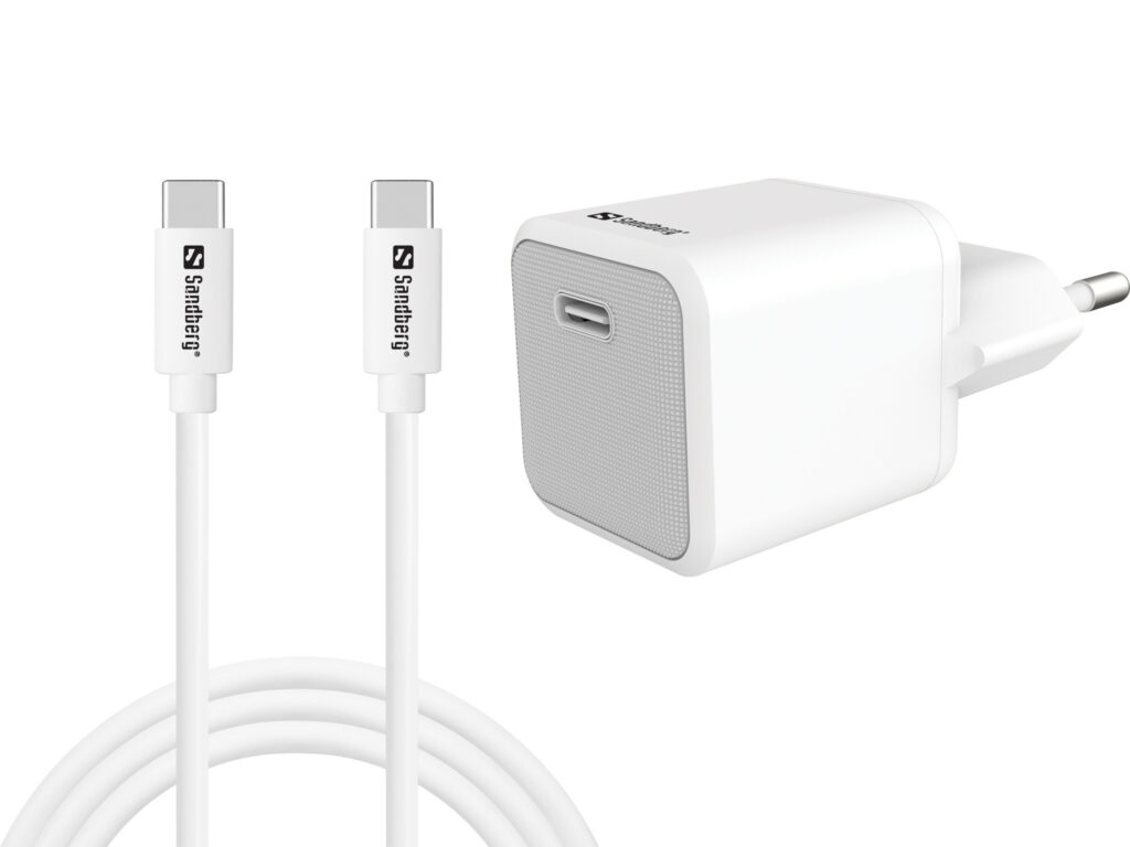 Sandberg USB-C 20W Charger verkkolaturi ja USB-C-kaapeli