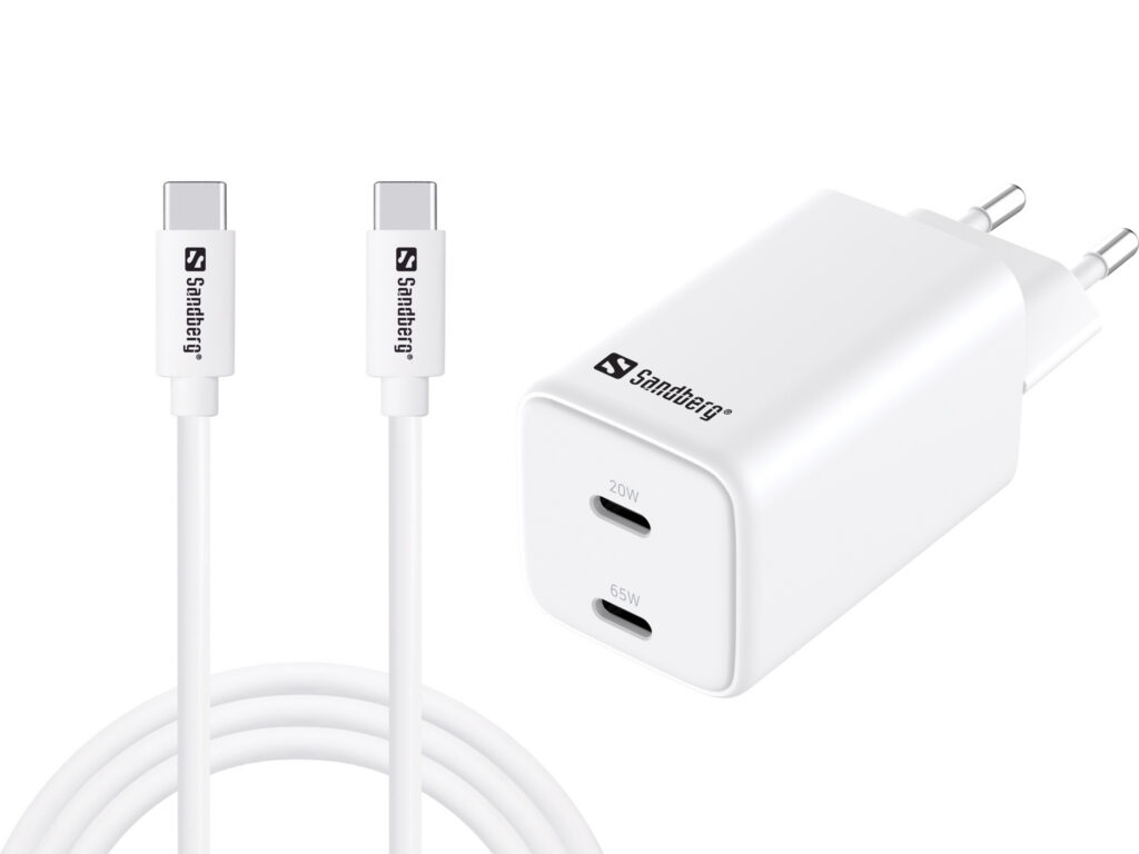 Sandberg AC Charger USB-C PD65W GaN-verkkolaturi kahdella portilla