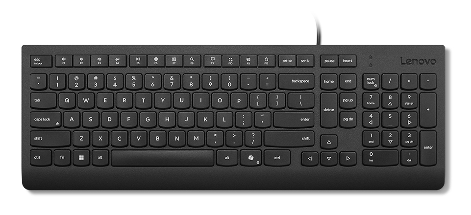 Lenovo Essential Wired Keyboard AI Nordic, täysikokoinen, USB, Copilot-näppäin, näppäimistö