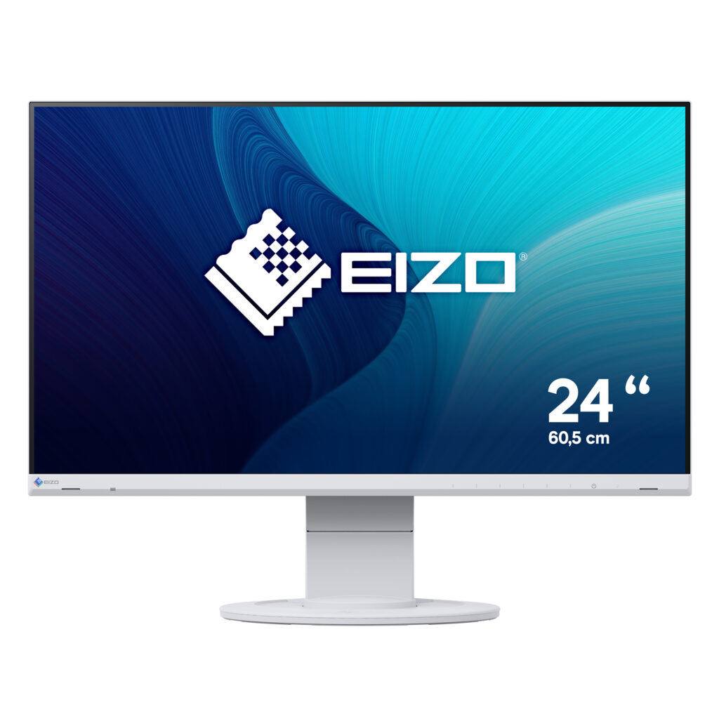 EIZO FlexScan 23,8" Full HD IPS-näyttö, USB-keskitin ja kaiuttimet, valkoinen näyttö