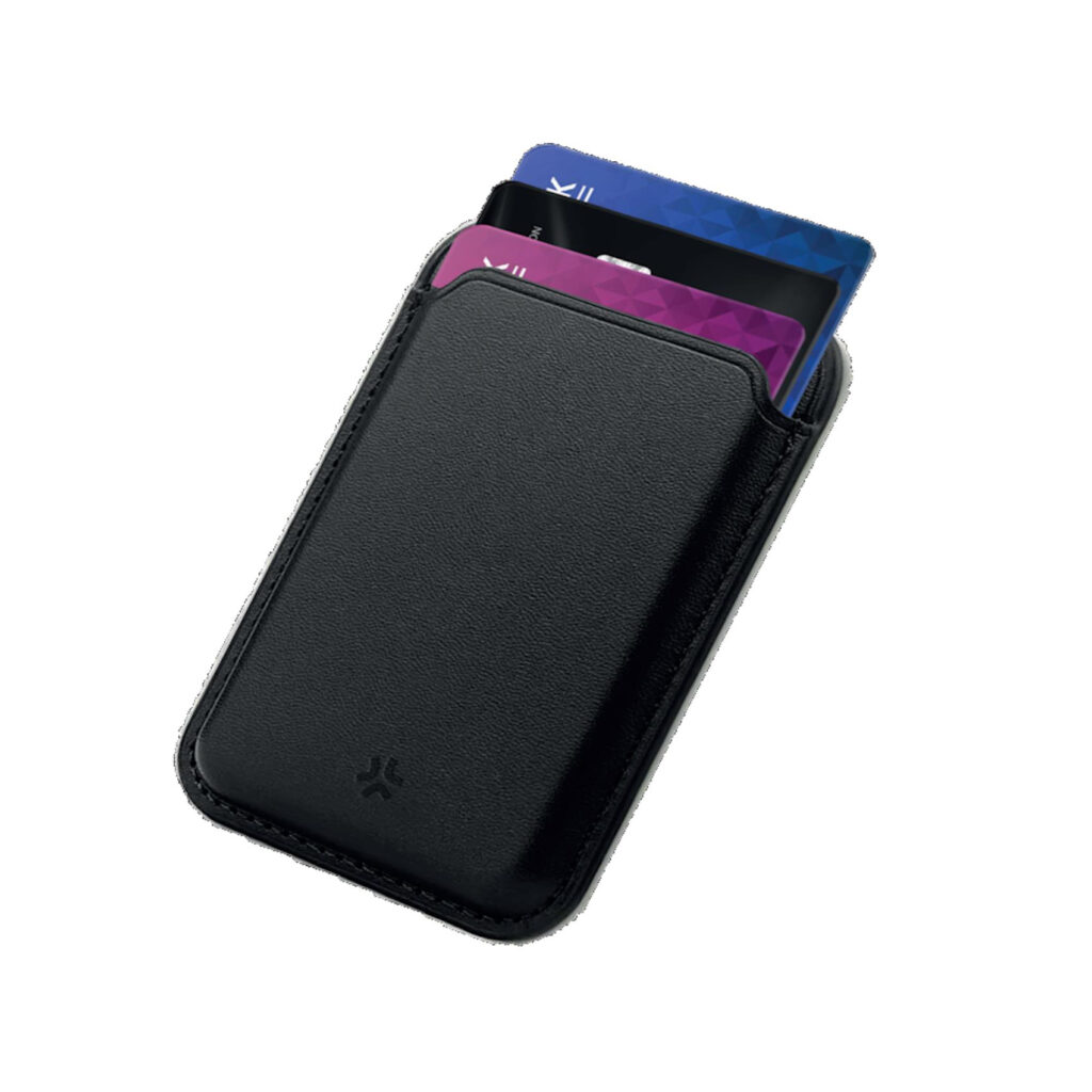 CELLY MAGWALLET MagSafe-yhteensopiva musta keinonahkainen korttikotelo