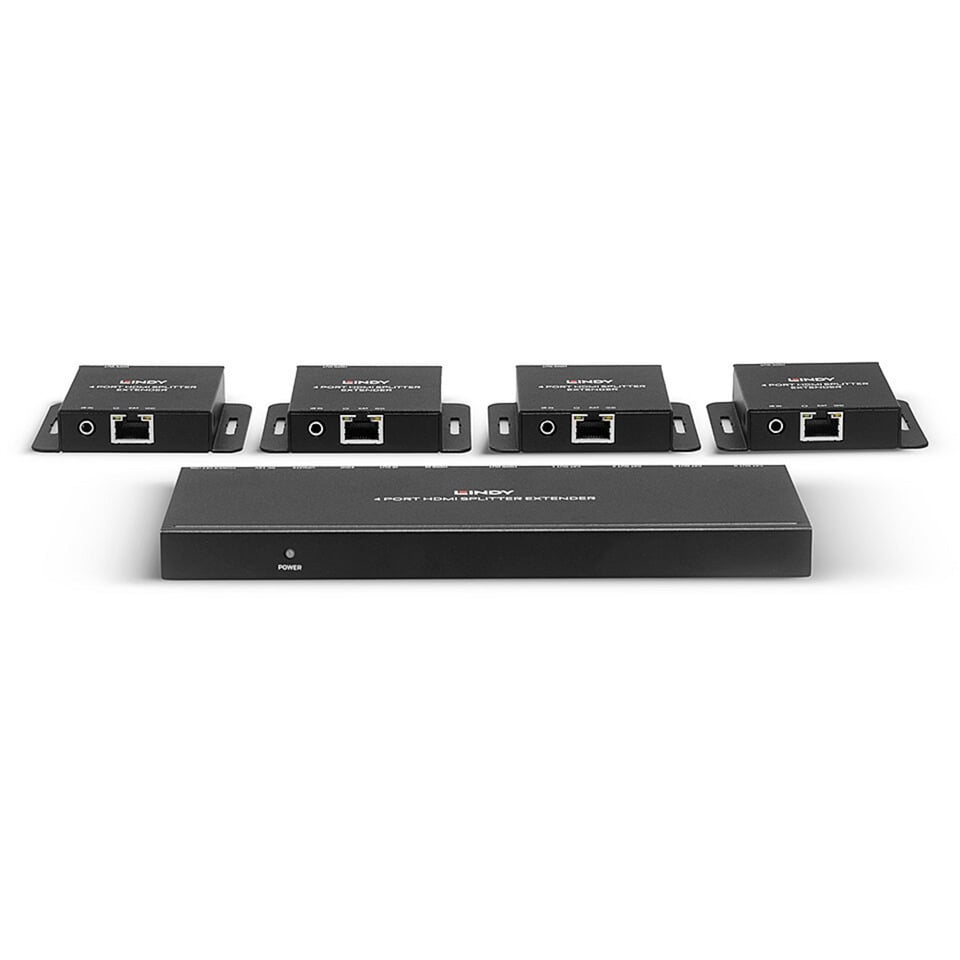 Lindy 4 Port HDMI & IR Splitter Extender, 4 porttia, Full HD, HDMI-jakaja