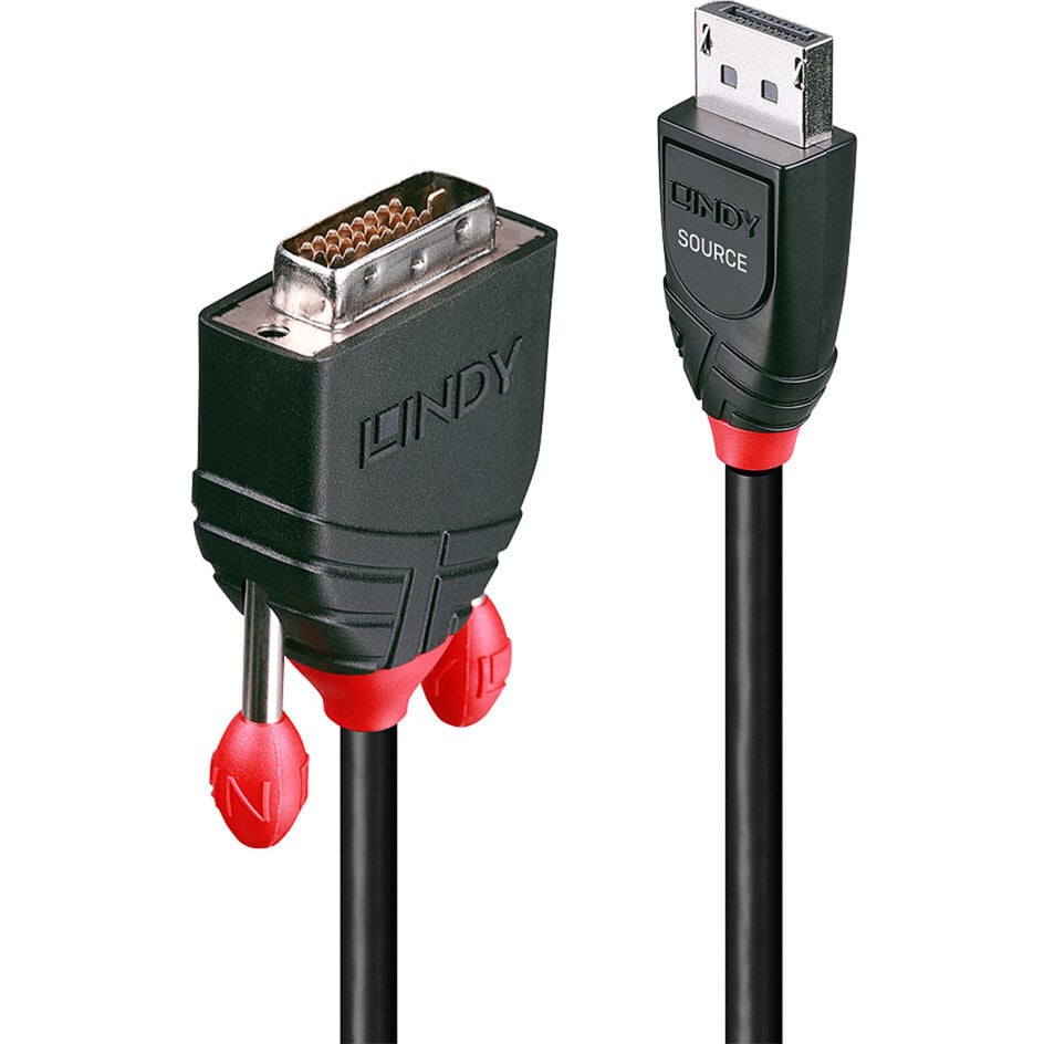 Lindy 2m DisplayPort to DVI-D Cable, 2 m, 2,7 Gbit/s, kultakontaktit, adapterikaapeli
