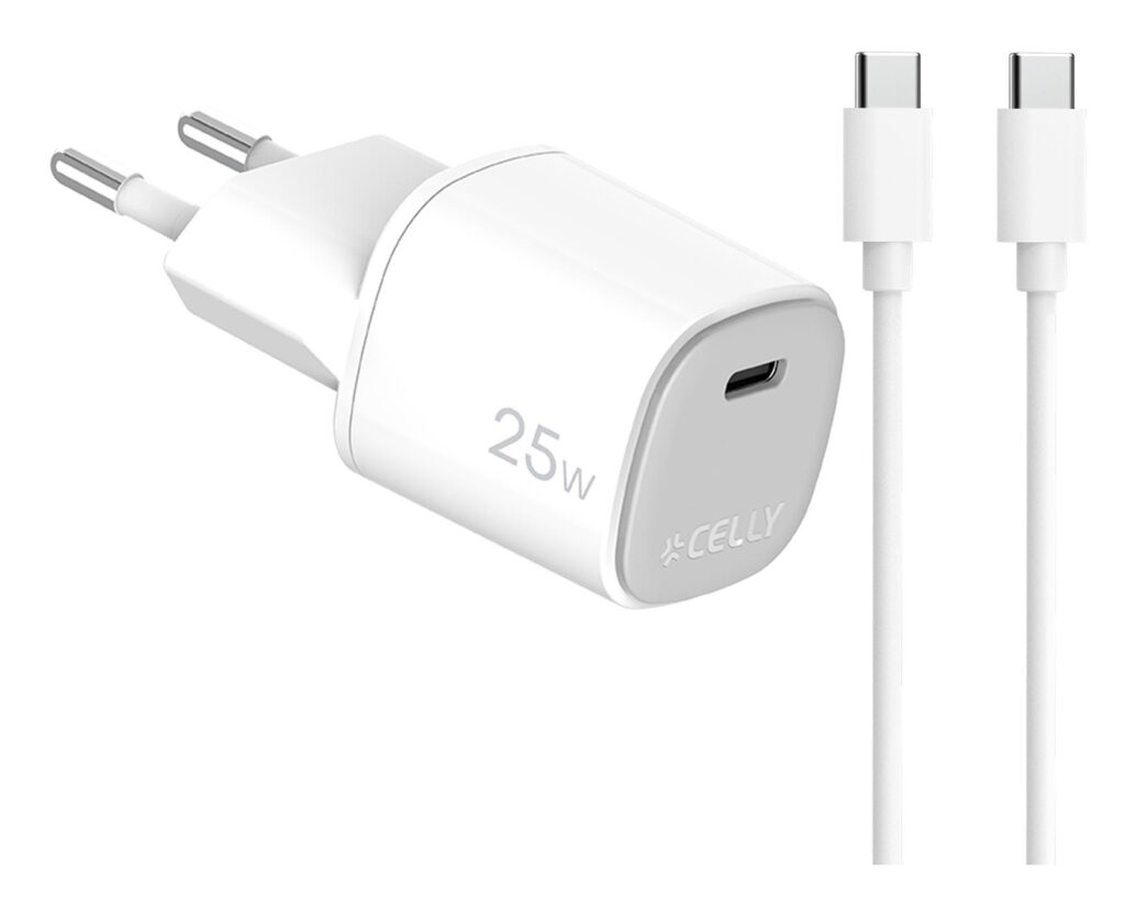 CELLY UP TC 1 USB-C 25W + C TO C CABLE 25 W seinälaturi