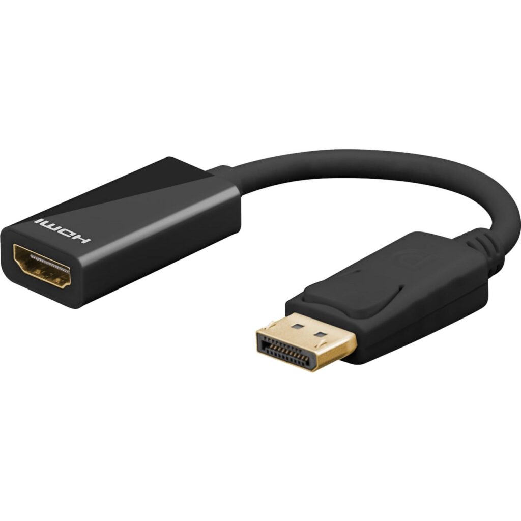 goobay Adapterkabel DisplayPort > HDMI 8K / 60Hz, 10 cm, musta, mekaaninen lukitus, adapteri