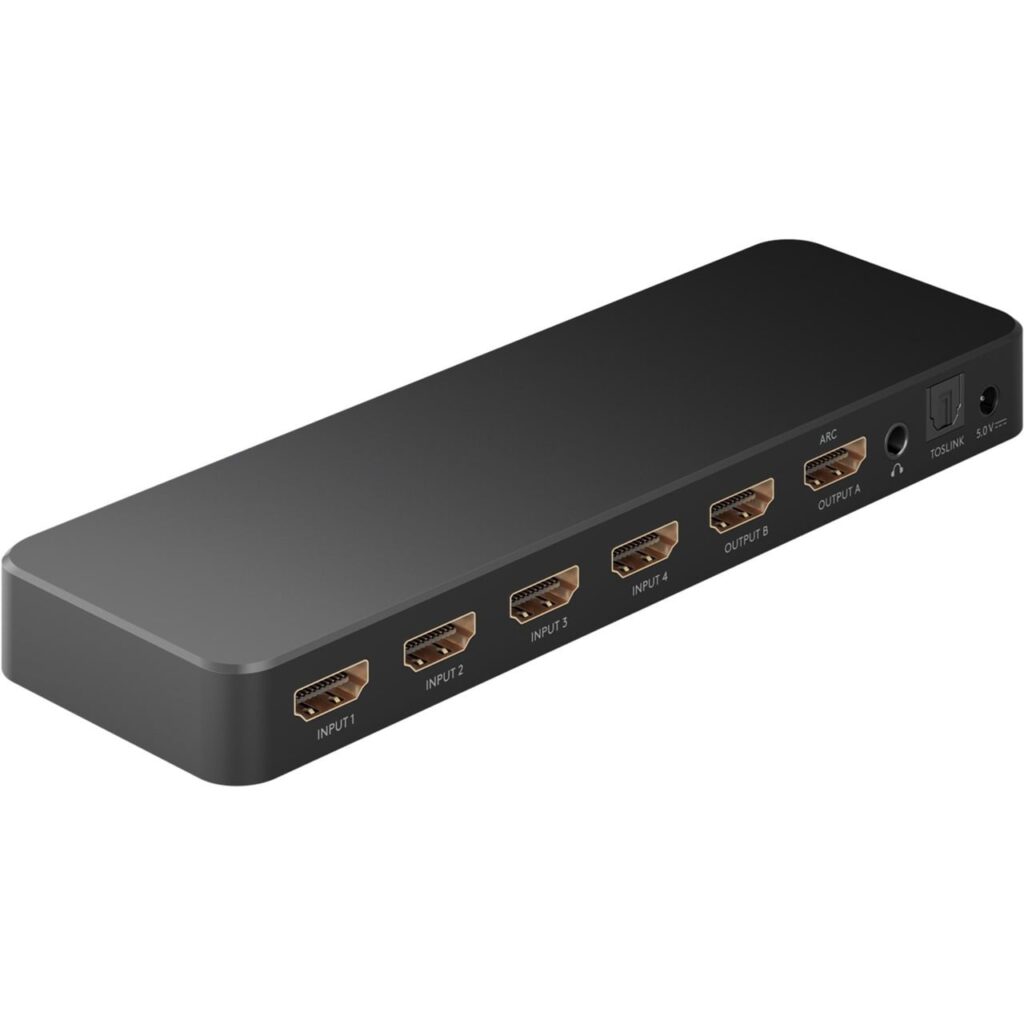goobay HDMI Matrix-Schalter 4 auf 2, 4 tuloa, 2 lähtöä, 4K 60 Hz HDMI-matriisikytkin