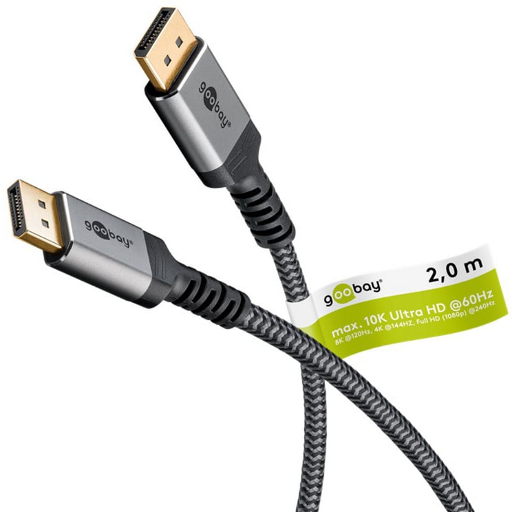 goobay Plus DisplayPort 2.1 -kaapeli 2 m, 8K 144 Hz, 54 Gbit/s, DisplayPort-kaapeli - Image 5