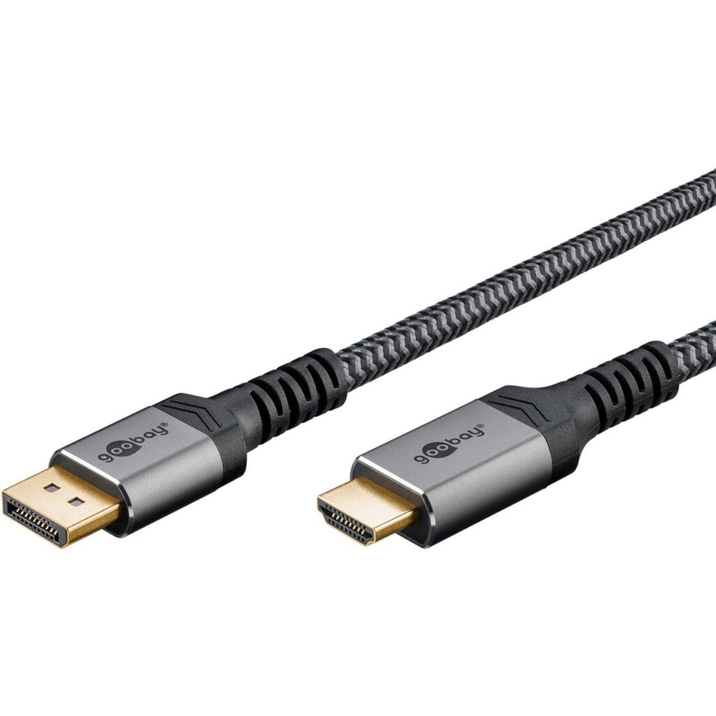 goobay Plus DisplayPort > HDMI 4K 60 Hz, 2 m, kullatut liittimet adapterikaapeli