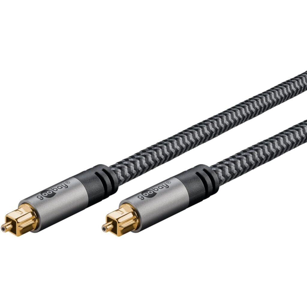 goobay Plus Toslink-Kabel 5 m, kullatut TOSLINK-liittimet, tekstiilivaippa, audiokaapeli