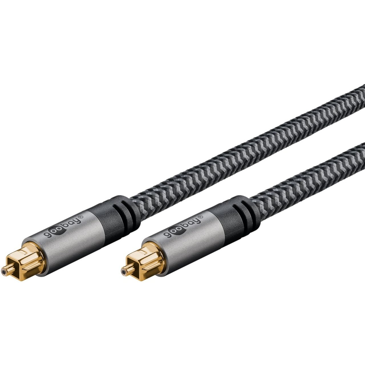 goobay Plus Toslink-Kabel 5 m, kullatut TOSLINK-liittimet, tekstiilivaippa, audiokaapeli