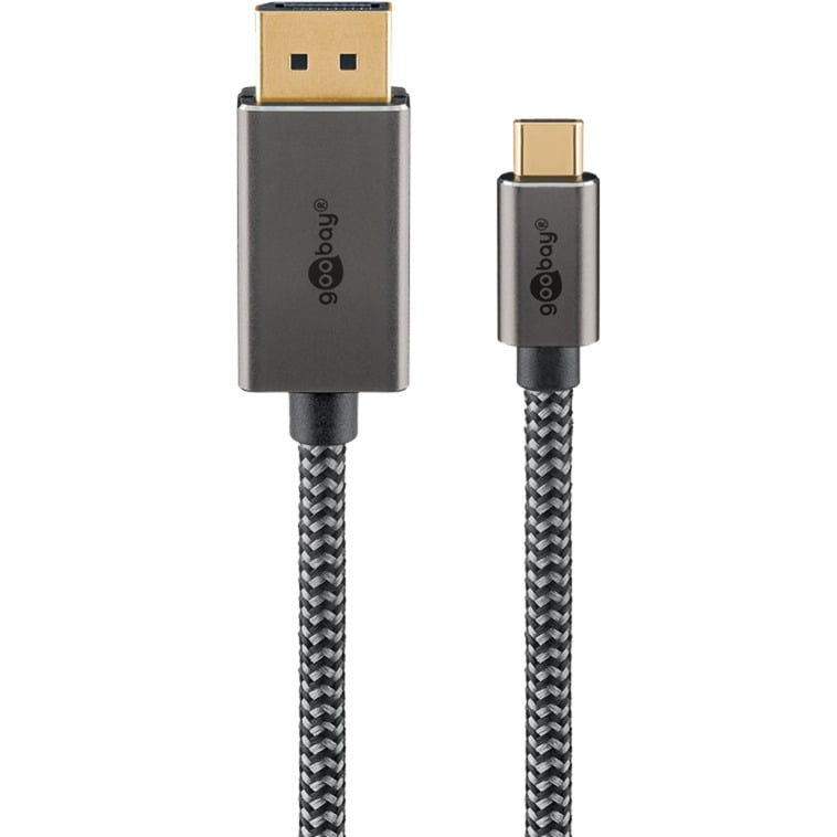 goobay USB-C – DisplayPort 4K 60 Hz, 1 m, tekstiilipunos adapterikaapeli