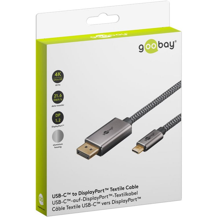 goobay USB-C – DisplayPort 4K 60 Hz, 1 m, tekstiilipunos adapterikaapeli - Image 3