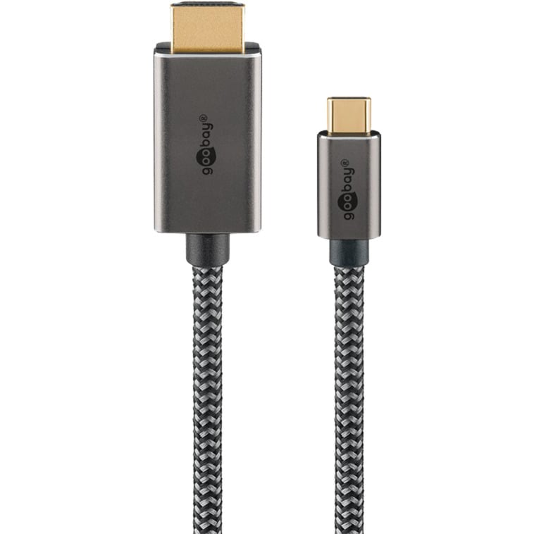 goobay USB Textil-Adapterkabel USB-C HDMI 4K / 60 Hz 2 m adapterikaapeli
